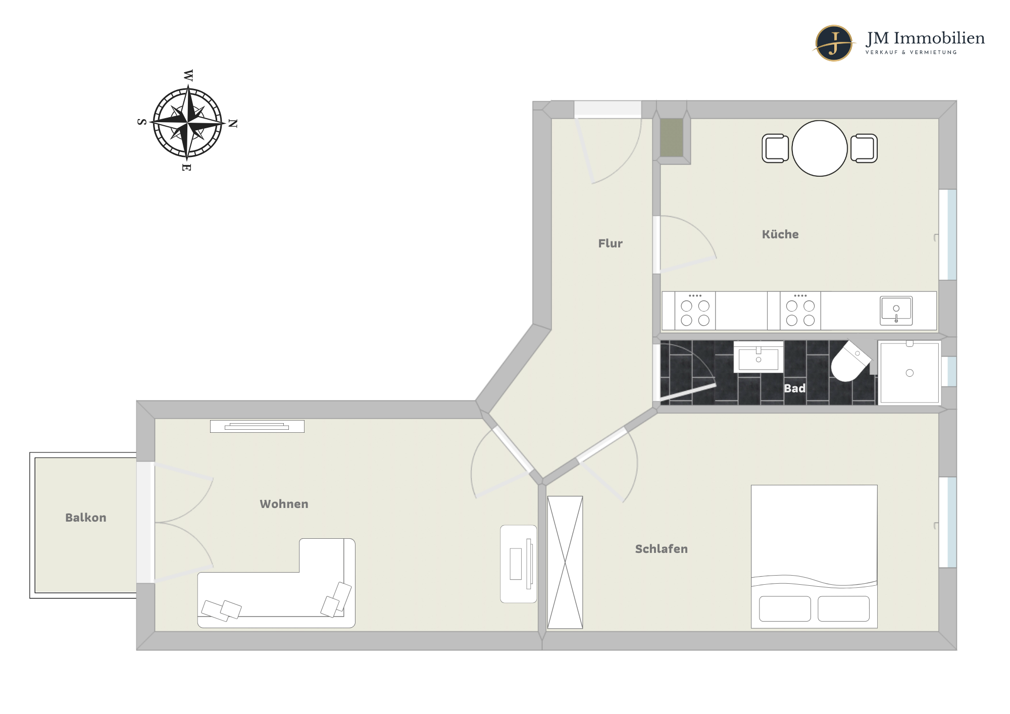 Wohnung zum Kauf 399.999 € 2 Zimmer 51,5 m²<br/>Wohnfläche 1.<br/>Geschoss Eppendorf Hamburg 20251