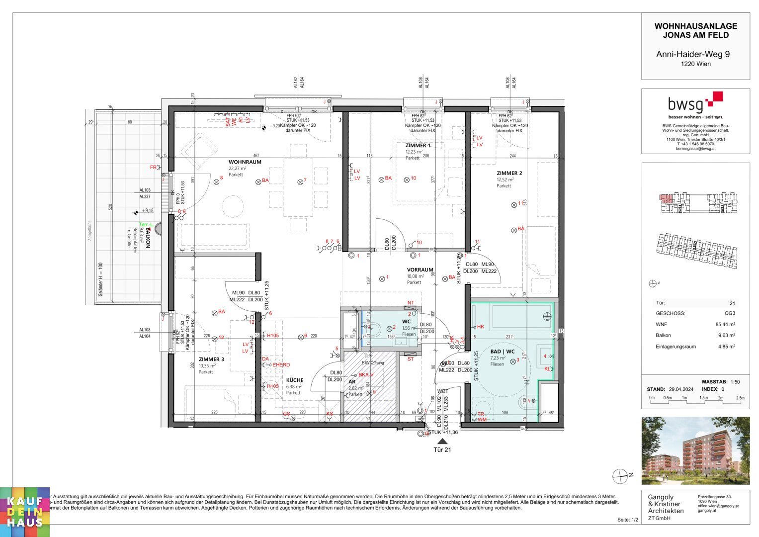 Wohnung zum Kauf 445.077 € 4 Zimmer 85,4 m²<br/>Wohnfläche 01.05.2025<br/>Verfügbarkeit Anni-Haider-Weg 9 Wien 1220