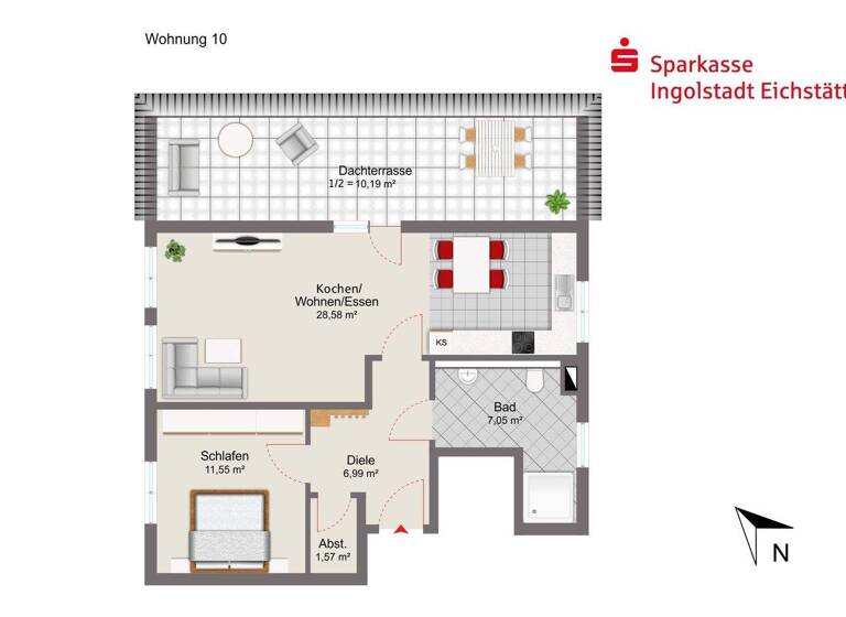 Wohnung zum Kauf provisionsfrei 415.000 € 2 Zimmer 65,9 m² 1. Geschoss Ringsee Ingolstadt 85053
