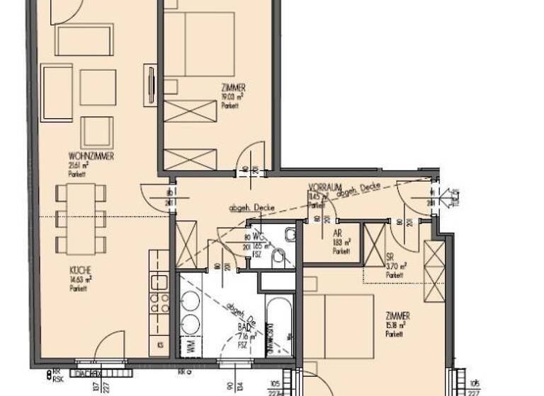 Wohnung zur Miete 2.177 € 3 Zimmer 100 m² 1. Geschoss Wien 1060