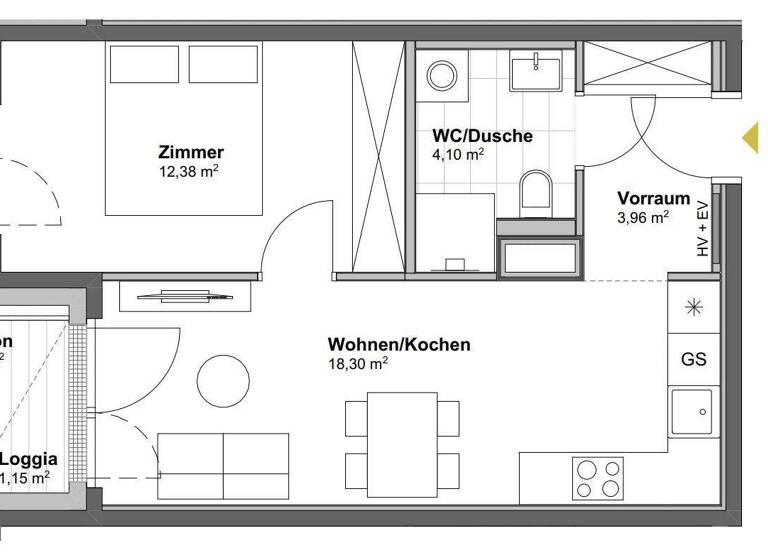 Wohnung zum Kauf - Erstbezug 269.500 € 2 Zimmer 38,7 m² 5. Geschoss Wien 1100