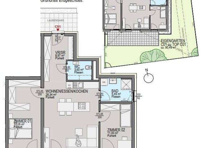 Wohnung zum Kauf - Erstbezug 359.900 € 3 Zimmer 74,6 m² EG Straßgang Graz 8054