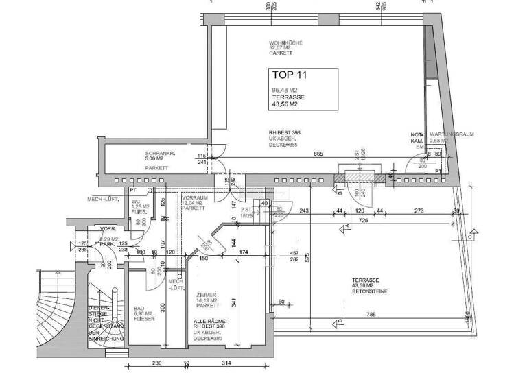 Wohnung zur Miete 28,98 € 2 Zimmer 96,5 m² frei ab 01.06.2026 Brucknerstraße Wien 1040