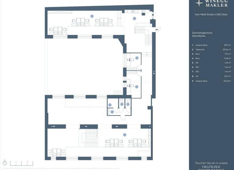 Bürofläche zur Miete 11,50 € 527,7 m² Bürofläche Wien, Brigittenau 1200