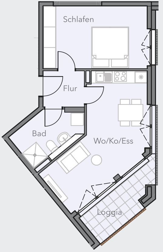 Wohnung zum Kauf 397.000 € 2 Zimmer 49,6 m²<br/>Wohnfläche ab sofort<br/>Verfügbarkeit Prüfeninger Str. 78 Innerer Westen Regensburg 93049