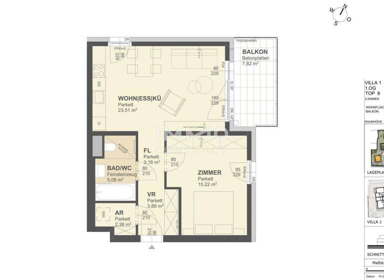 Wohnung zum Kauf - Erstbezug 299.000 € 2 Zimmer 53,3 m² Krems an der Donau 3500