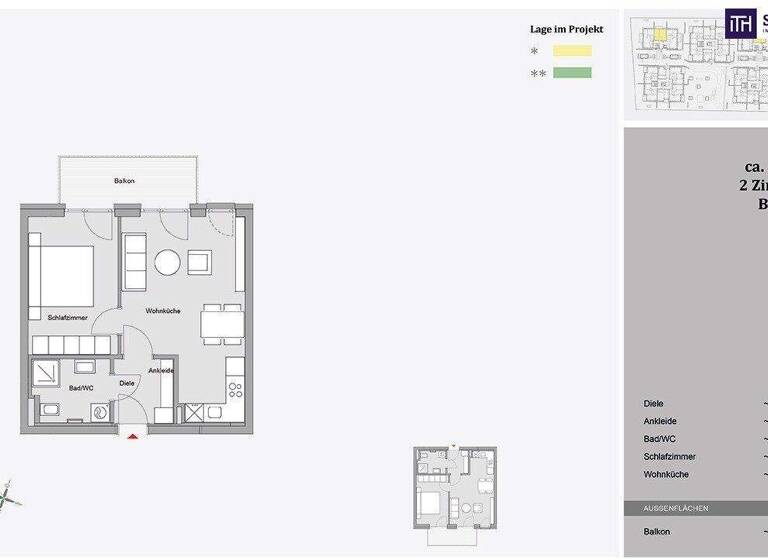 Wohnung zur Miete - Erstbezug 653 € 2 Zimmer 45 m² 2. Geschoss Friedrich-Ritter-Weg Feldkirchen bei Graz 8073