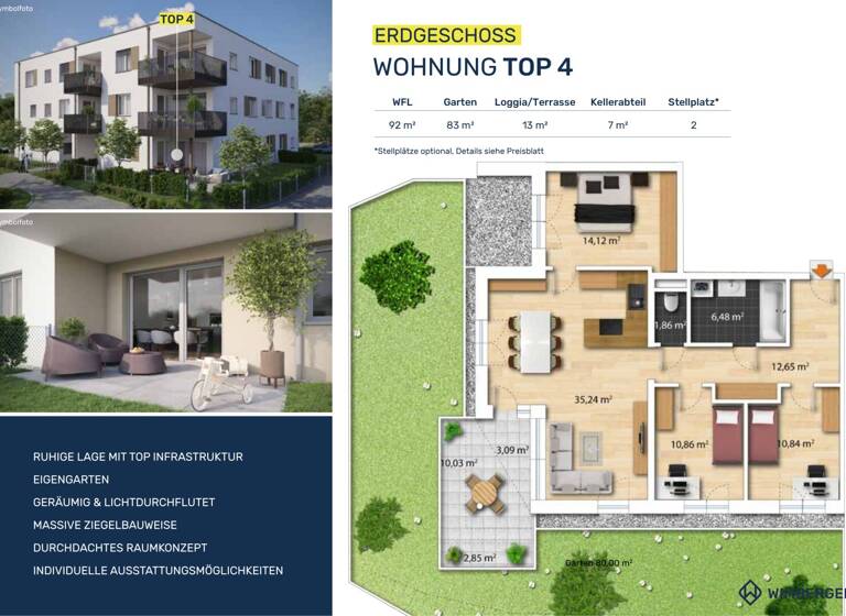 Wohnung zum Kauf - Erstbezug 414.600 € 4 Zimmer 92 m² Rhemastraße 1 St. Marien 4502