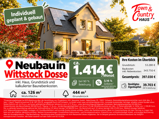 Haus zum Kauf 323.070 € 4 Zimmer 126 m² 444 m² Grundstück Dossow Wittstock/Dosse 16909