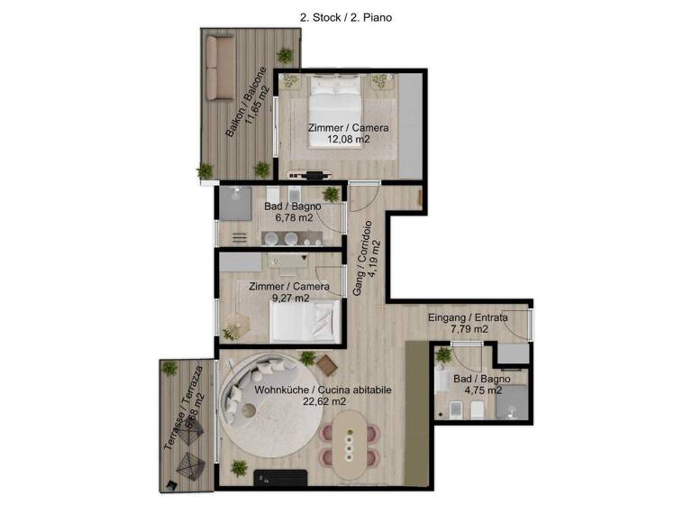 Penthouse zum Kauf 497.000 € 3 Zimmer 110 m² 3. Geschoss Montan 39040