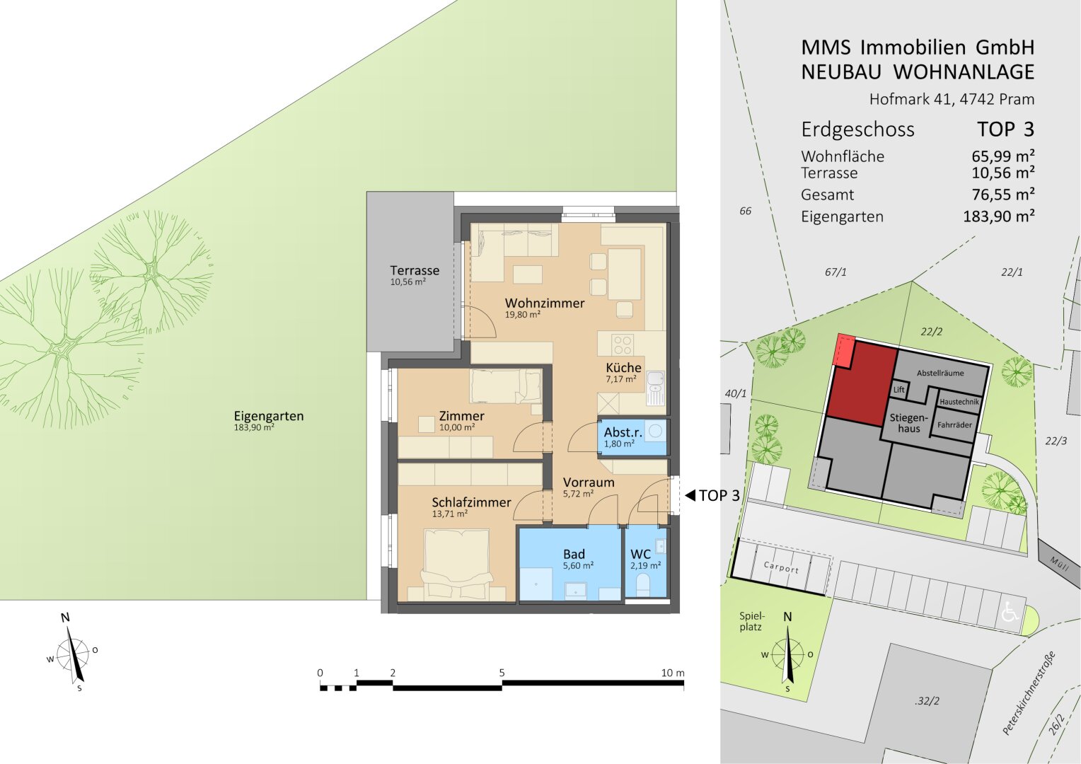 Wohnung zum Kauf provisionsfrei 267.000 € 3 Zimmer 66 m²<br/>Wohnfläche Hofmark 41 Pram 4742