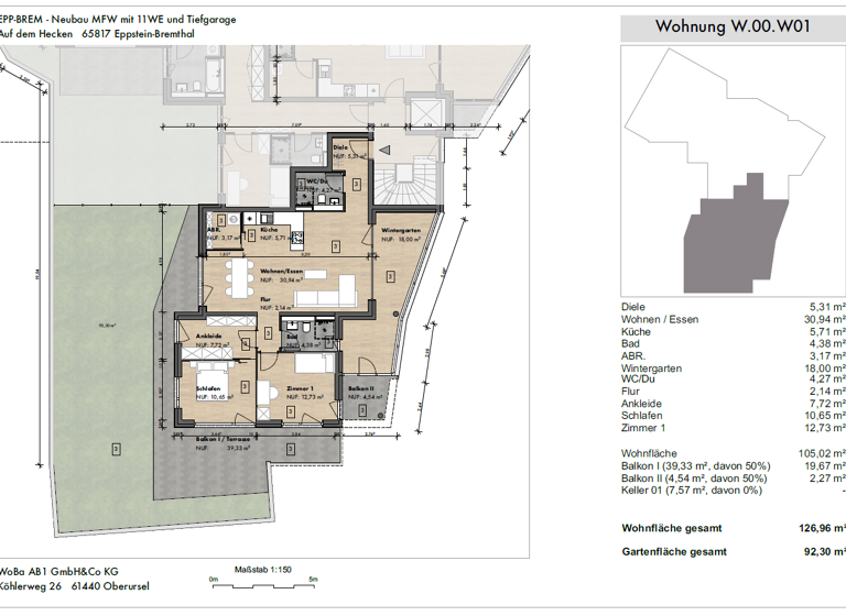 Wohnung zum Kauf - Erstbezug 660.000 € 4 Zimmer 127 m² Bremthal Eppstein 65817