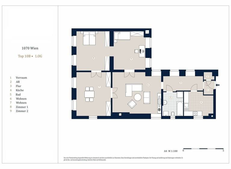 Wohnung zum Kauf 790.000 € 4 Zimmer 130 m² 1. Geschoss Wien 1070