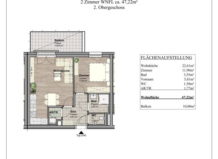 Wohnung zum Kauf - Erstbezug provisionsfrei 194.900 € 2 Zimmer 46 m² Unterwaltersdorf 2442