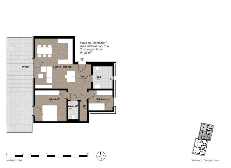 Wohnung zur Miete - Erstbezug 1.065 € 3 Zimmer 94,3 m² EG frei ab sofort Am Glückauf Park 10a-16b Hassel Gelsenkirchen 45896