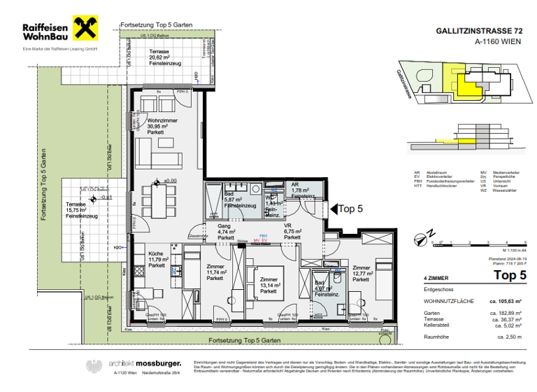 Wohnung zum Kauf provisionsfrei 917.500 € 4 Zimmer 105,6 m² EG Wien 1160