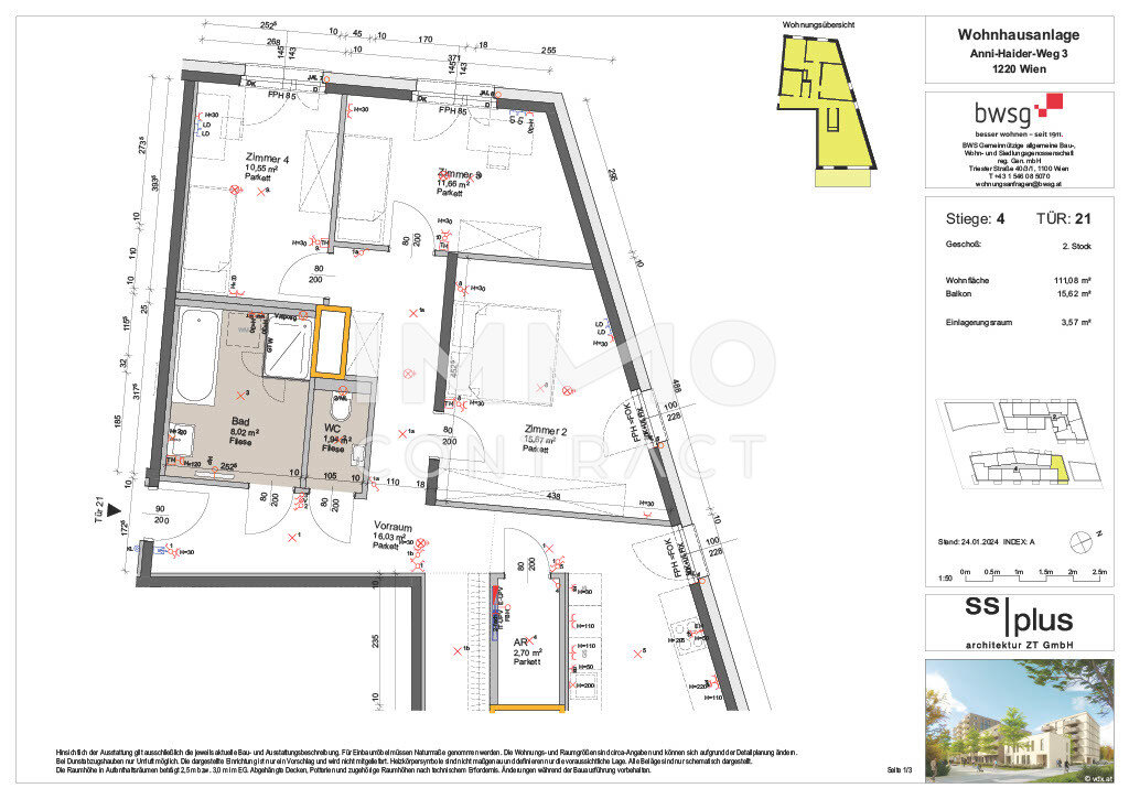 Wohnung zur Miete 1.502 € 4 Zimmer 111,1 m²<br/>Wohnfläche 2.<br/>Geschoss ab sofort<br/>Verfügbarkeit Anni-Haider-Weg 3 Wien 1220