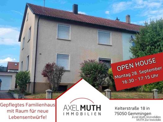 Doppelhaushälfte zum Kauf 350.000 € 5 Zimmer 118 m² 445 m² Grundstück Kelterstraße 18 Gemmingen Gemmingen 75050