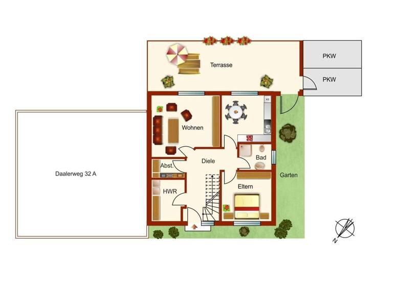 Doppelhaushälfte zum Kauf 295.000 € 4 Zimmer 142,8 m² 519 m² Grundstück Daalerweg 32 Ostgroßefehn Großefehn 26629