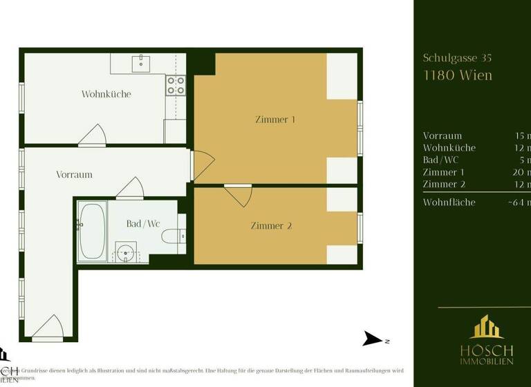 Wohnung zum Kauf 349.000 € 3 Zimmer 64,1 m² 3. Geschoss Wien 1180