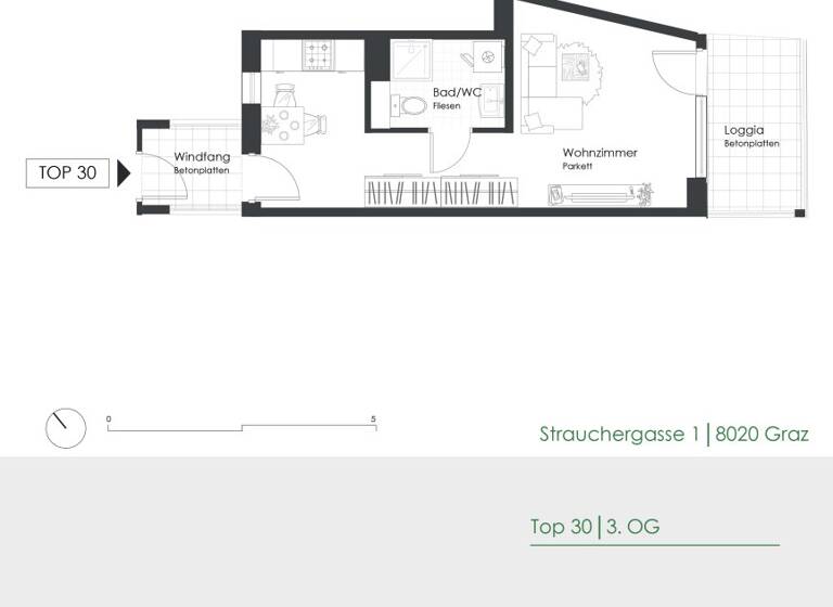 Studio zur Miete 405 € 1 Zimmer 37 m² 3. Geschoss Strauchergasse 1 Lend Graz 8020
