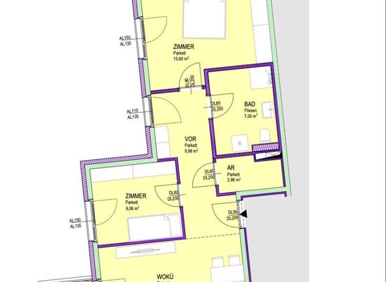 WG-Zimmer zum Kauf - Erstbezug 349.000 € 3 Zimmer 65,4 m² 2. Geschoss Kirchenplatz Groß-Enzersdorf 2301
