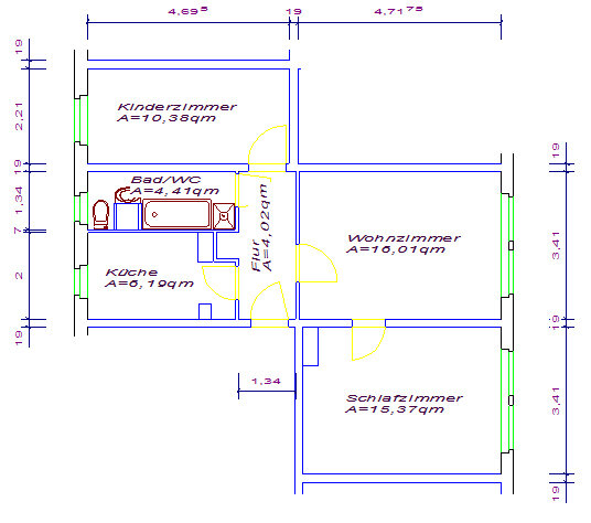 Wohnung zur Miete 422 € 3 Zimmer 56,6 m²<br/>Wohnfläche 3.<br/>Geschoss ab sofort<br/>Verfügbarkeit Riesaer Straße 43 a Paunsdorf Leipzig 04328