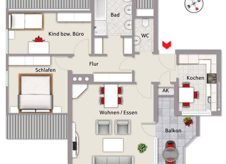 Wohnung zum Kauf 225.000 € 3 Zimmer 74 m²<br/>Wohnfläche Dachgeschoss, 2.<br/>Geschoss ab sofort<br/>Verfügbarkeit Schwabach Schwabach 91126