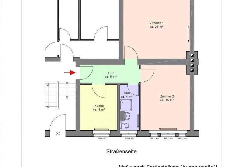 Wohnung zur Miete 375 € 2 Zimmer 57,6 m² EG Poststr. 31 Eisenhüttenstadt 15890