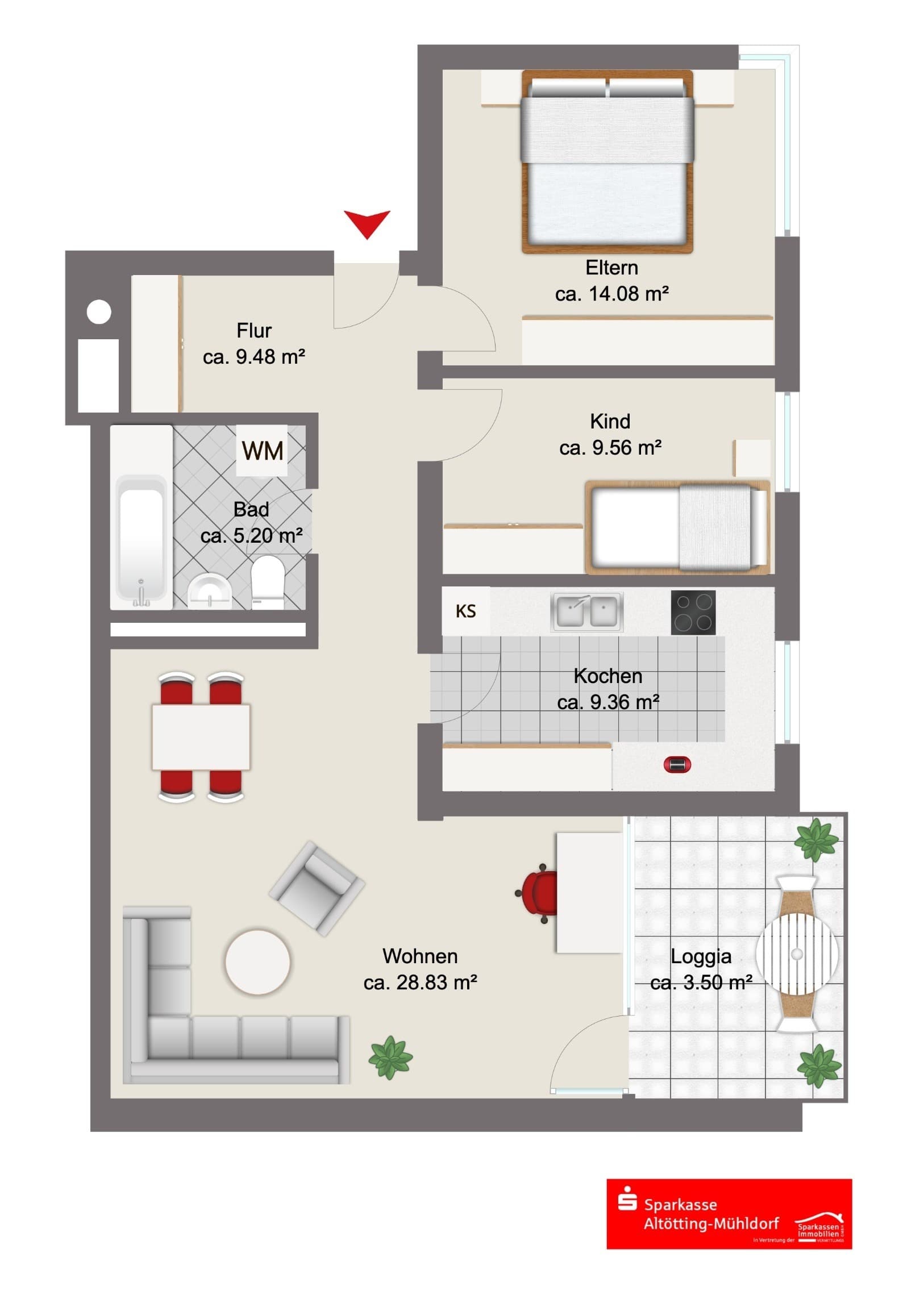 Wohnung zum Kauf 230.000 € 3 Zimmer 77 m²<br/>Wohnfläche Altötting Altötting 84503