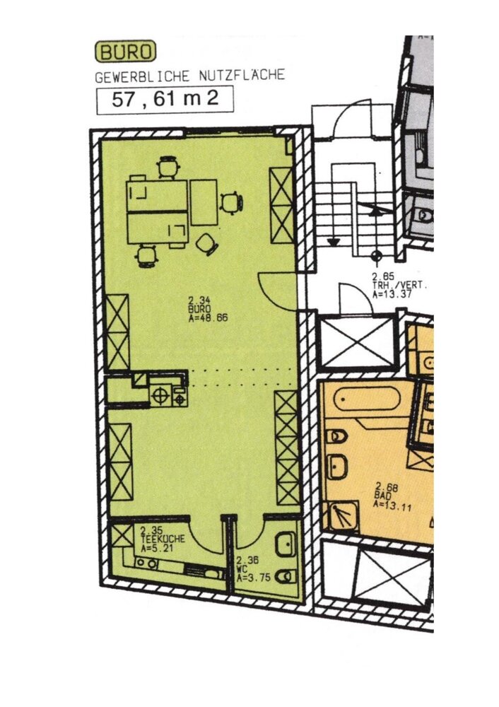 Bürofläche zum Kauf 140.000 € 1 Zimmer 57,6 m²<br/>Bürofläche City Bayreuth 95444