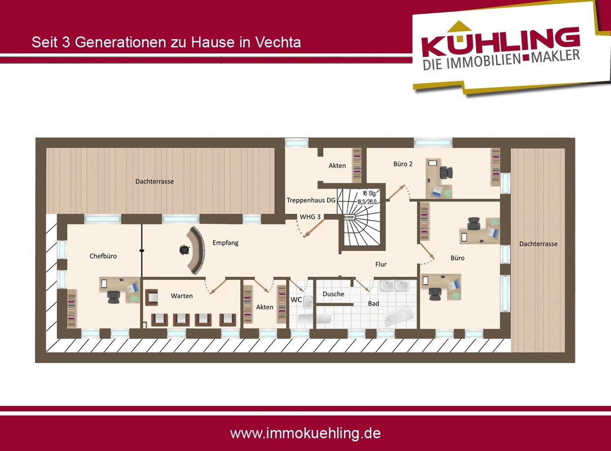 Bürofläche zur Miete 1.400 € 4 Zimmer 164 m²<br/>Bürofläche Stadtkern Vechta 49377