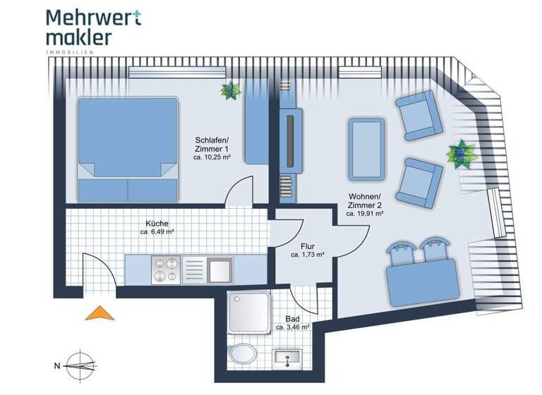 Wohnung zum Kauf 189.000 € 2 Zimmer 42 m² 4. Geschoss Große Pfahlstraße 18 Oststadt Hannover / Oststadt 30161