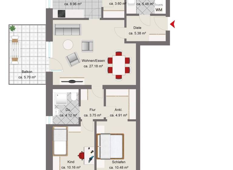 Wohnung zum Kauf provisionsfrei 479.000 € 3 Zimmer 89,7 m² 3. Geschoss Burghausen 84489