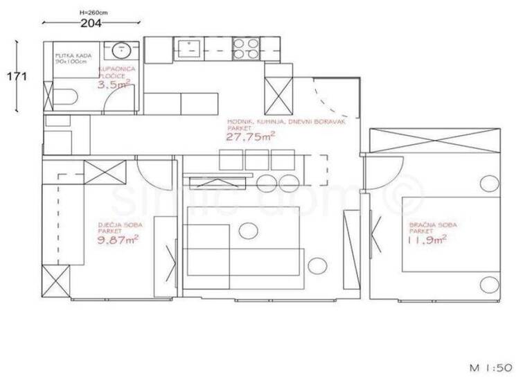 Wohnung zum Kauf 415.000 € 2 Zimmer 53 m² 5. Geschoss Grad - Meje