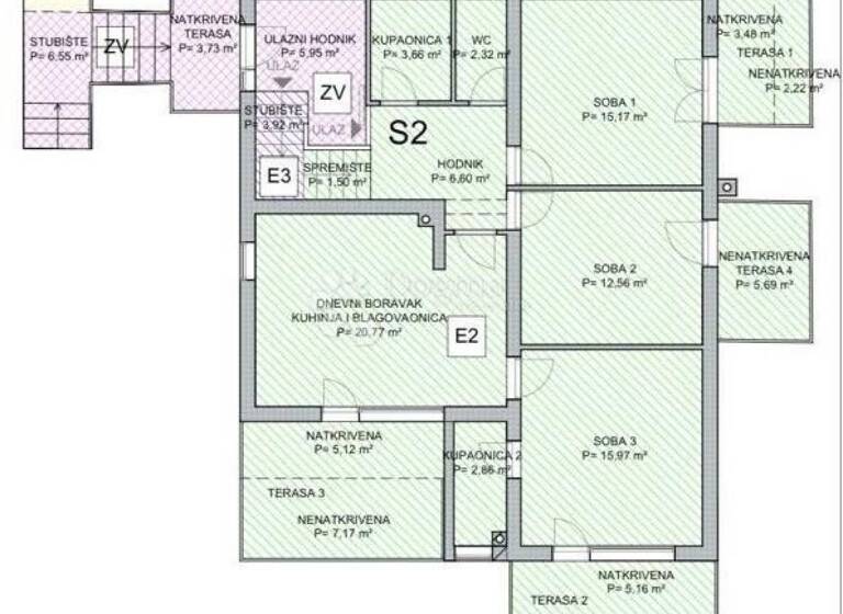 Wohnung zum Kauf 370.000 € 4 Zimmer 119 m² 1. Geschoss Diklo - Puntamika