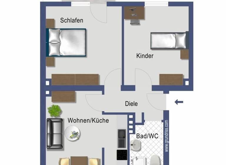 Wohnung zum Kauf provisionsfrei 179.000 € 2 Zimmer 57,4 m² 1. Geschoss Cheruskerstraße 11 Gremberghoven Köln 51149