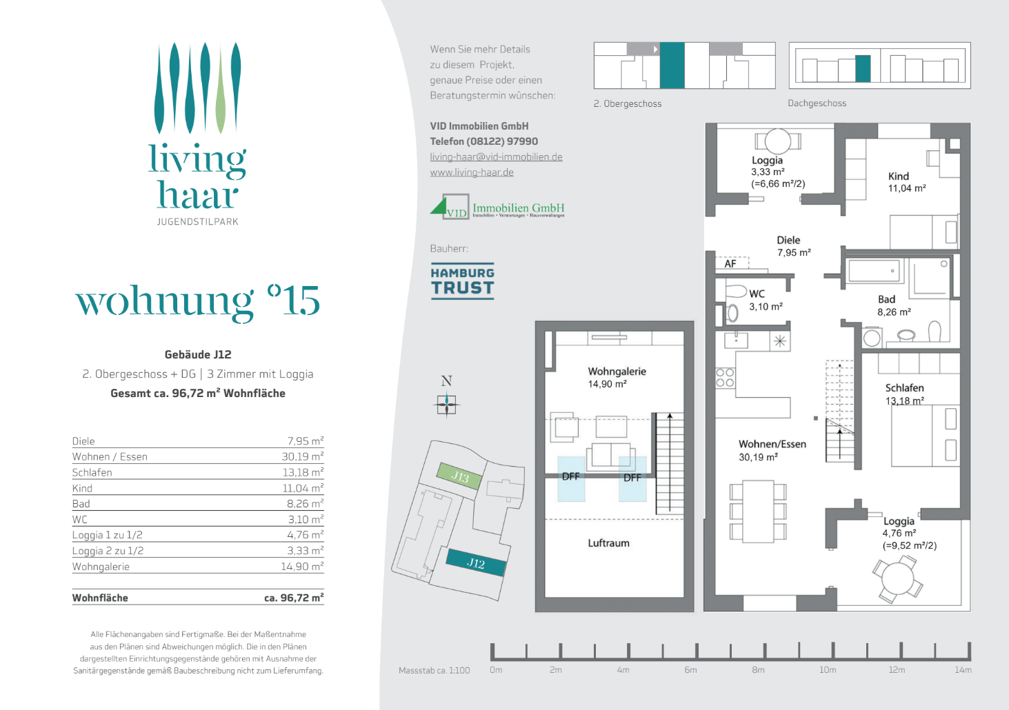 Wohnung zur Miete 1.849 € 3,5 Zimmer 96,7 m²<br/>Wohnfläche 2.<br/>Geschoss Haar Haar 85540