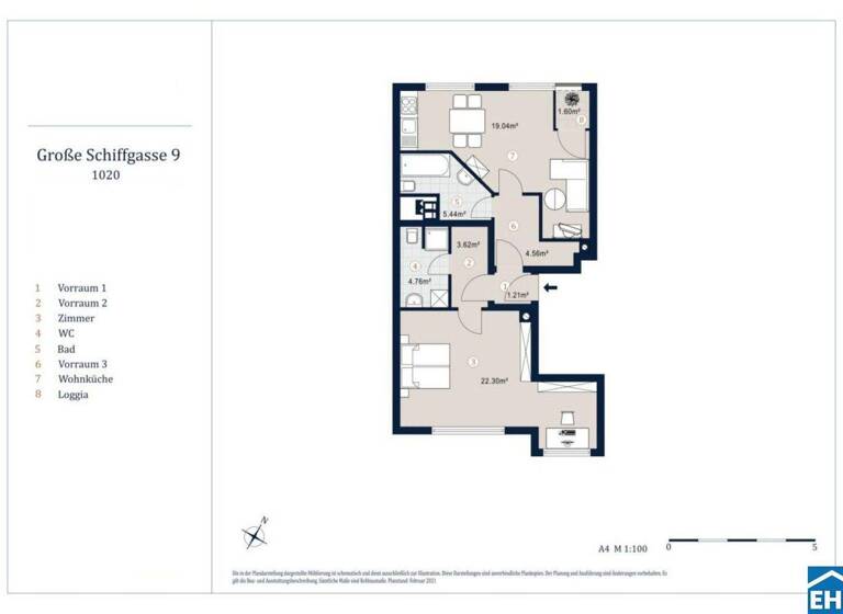 Wohnung zum Kauf - Erstbezug 644.000 € 2 Zimmer 60,9 m² 6. Geschoss Große Schiffgasse Wien 1020