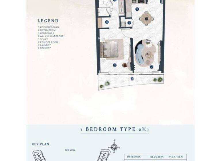 Studio zum Kauf 521.130 € 2 Zimmer 69 m² 9. Geschoss La Mazzoni, Al Marjan Island Ras al-Khaimah Ras Al Kh