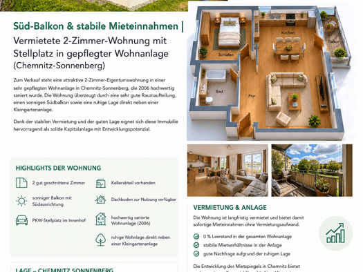 Wohnung zum Kauf 43.000 € 2 Zimmer 45,1 m² 3. Geschoss frei ab sofort Sonnenberg Sonnenberg 09130