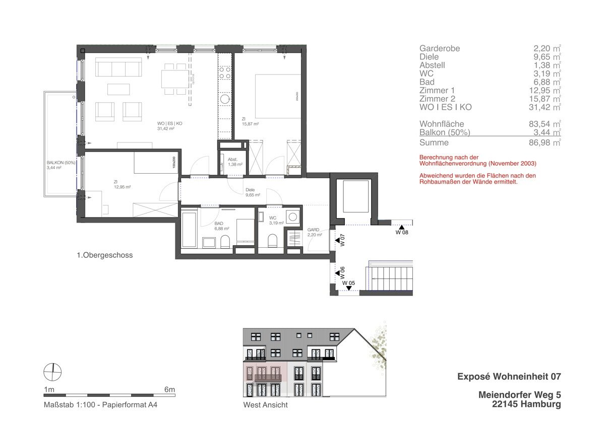 Wohnung zum Kauf 570.000 € 3 Zimmer 87 m²<br/>Wohnfläche 1.<br/>Geschoss Rahlstedt Hamburg / Meiendorf 22145