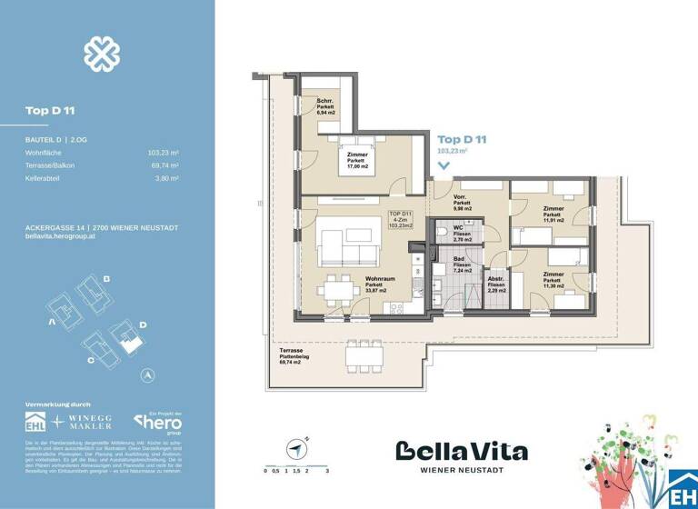 Wohnung zum Kauf - Erstbezug 494.900 € 4 Zimmer 103,2 m² 2. Geschoss Ackergasse Wiener Neustadt 2700