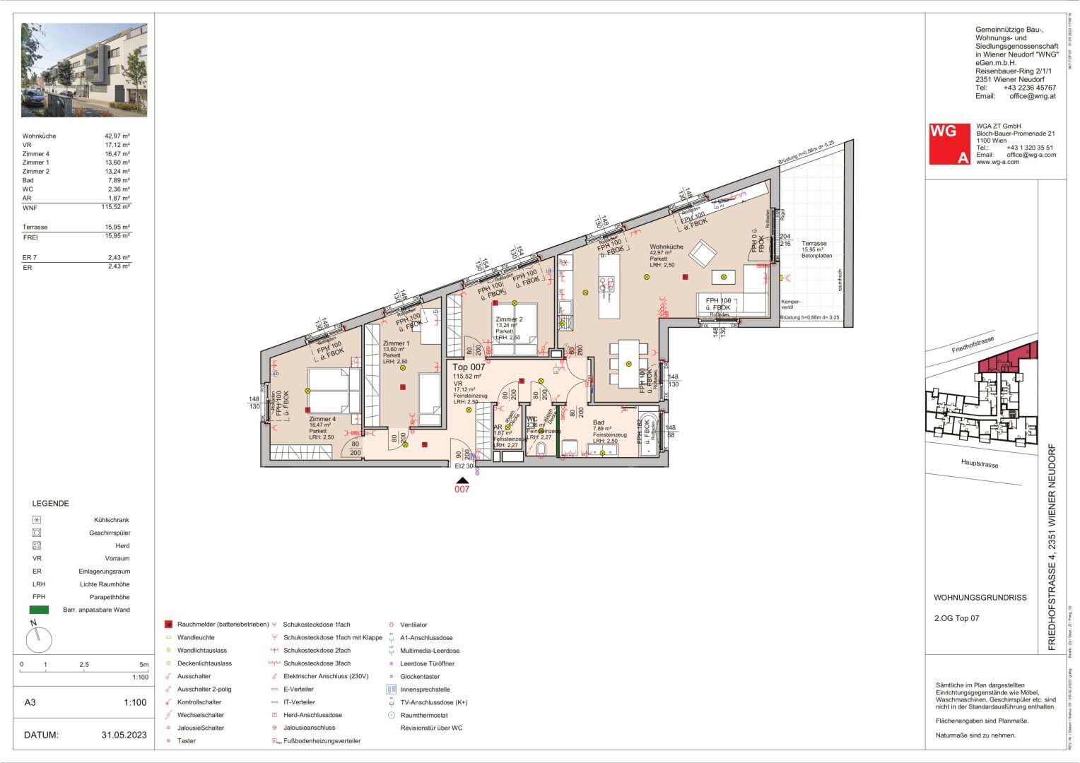 Wohnung zur Miete 2.357 € 4 Zimmer 115,5 m²<br/>Wohnfläche 2.<br/>Geschoss ab sofort<br/>Verfügbarkeit Wiener Neudorf 2351