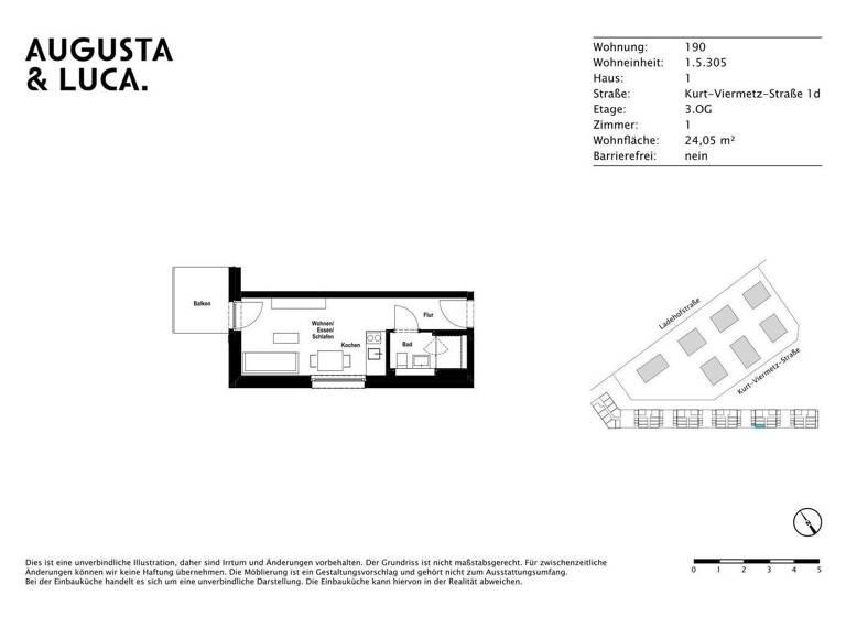 Studio zur Miete 520 € 1 Zimmer 24 m² 3. Geschoss Kurt-Viermetz-Straße 1d Innenstadt Augsburg 86150