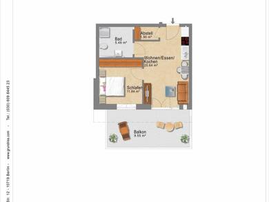 Wohnung zur Miete 600 € 2 Zimmer 50 m² Dachgeschoss, 3. Geschoss Auf der Breite 12 Grafenhausen Grafenhausen 79865