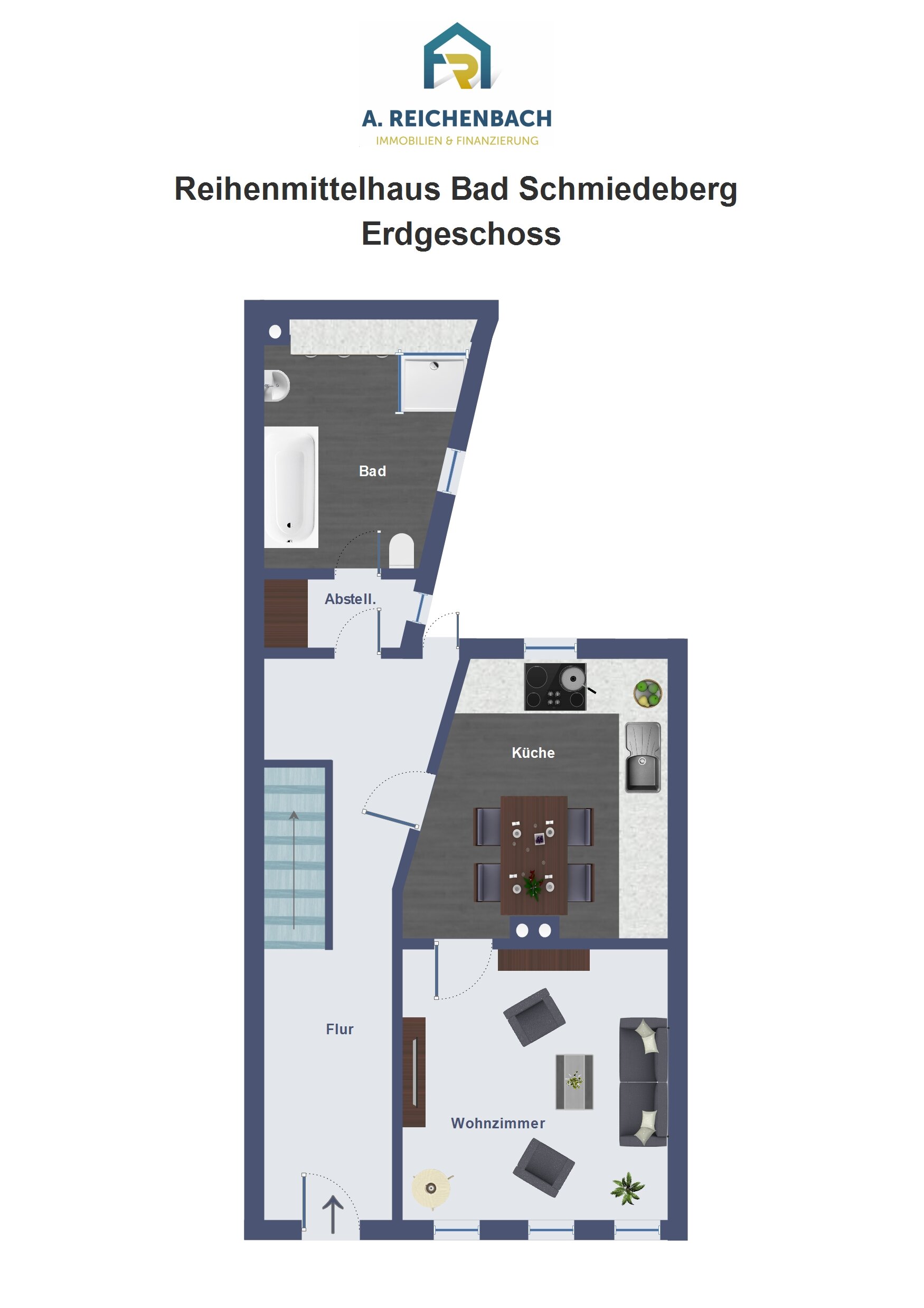 Reihenmittelhaus zum Kauf 85.000 € 5 Zimmer 115 m²<br/>Wohnfläche 915 m²<br/>Grundstück Leipziger Straße 122 Bad Schmiedeberg Bad Schmiedeberg 06905