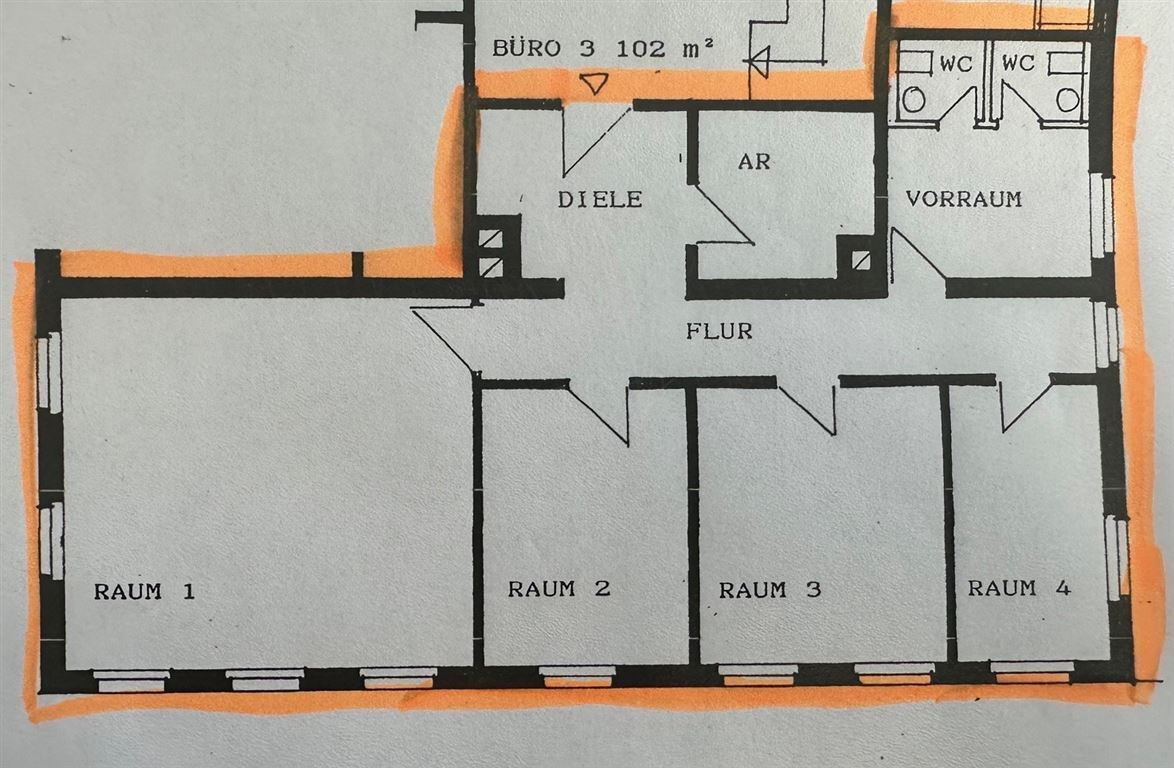 Bürofläche zur Miete 8,50 € 4 Zimmer 102 m²<br/>Bürofläche Altdorf Altdorf b. Nürnberg 90518