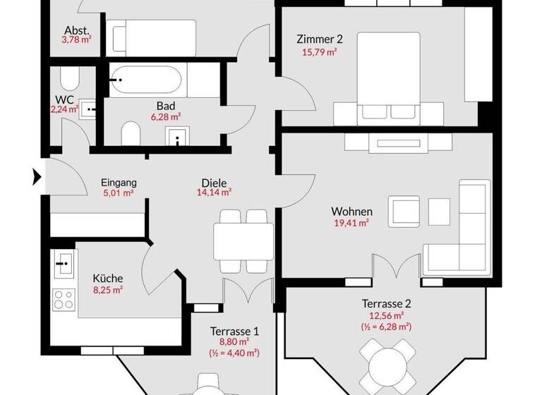 Wohnung zum Kauf 499.000 € 3 Zimmer 98,7 m² EG Happing Rosenheim 83026