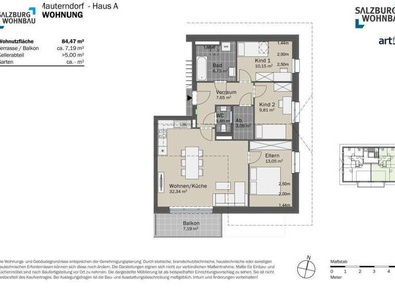 Wohnung zur Miete - Erstbezug 1.070 € 4 Zimmer 84,4 m² Markt 520 Mauterndorf 5570